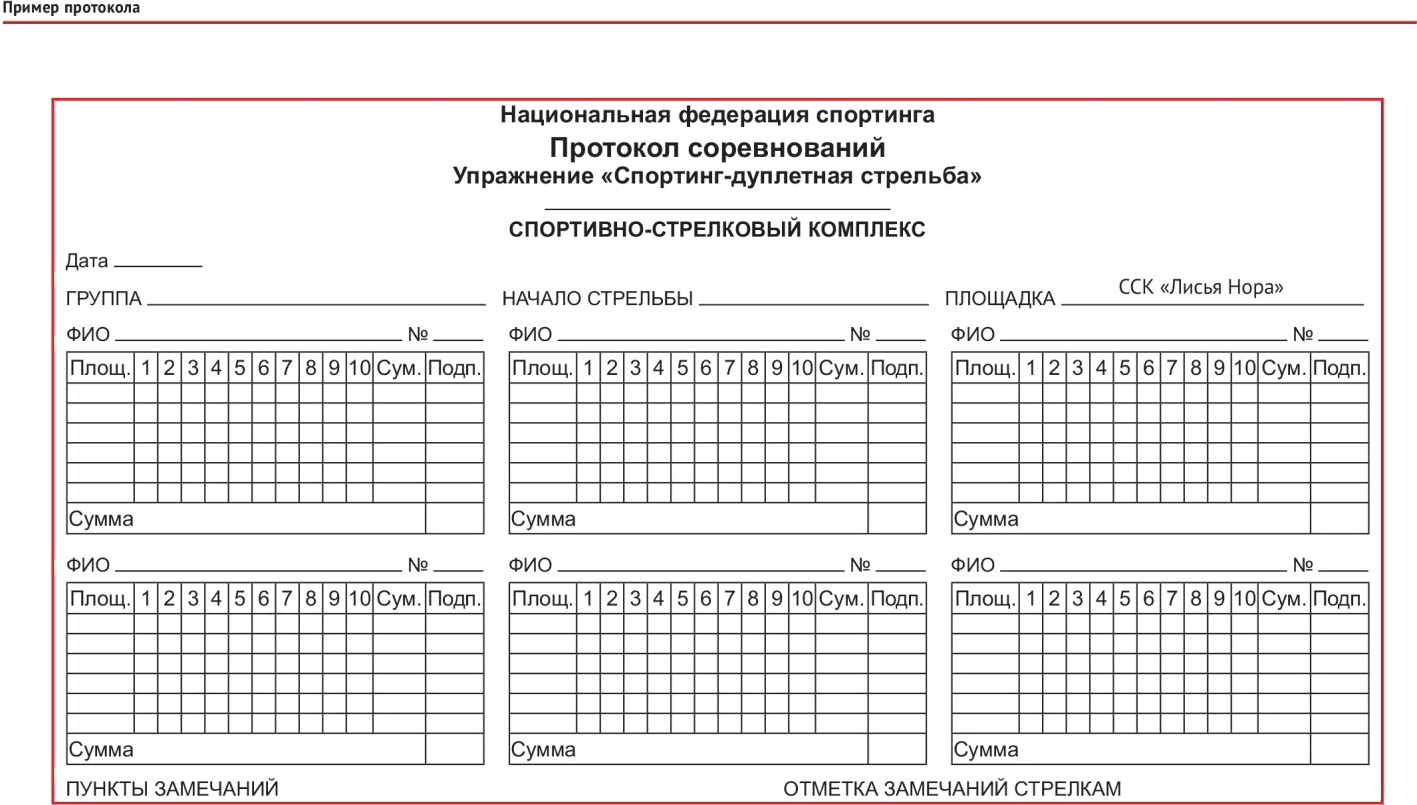 Протокол по стрельбе из пневматической винтовки образец