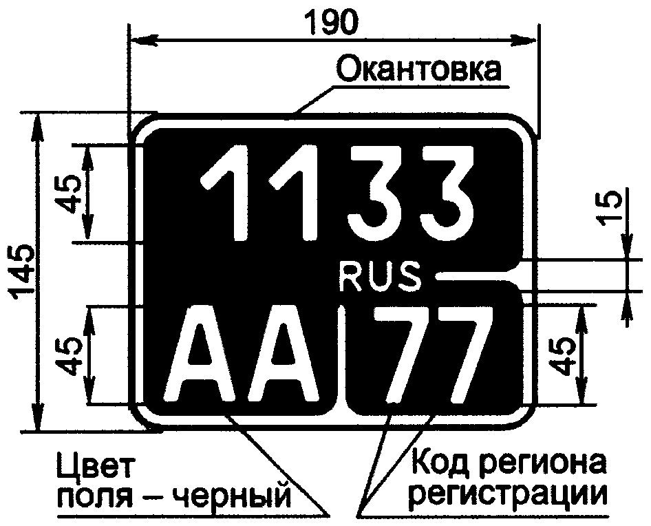 Размер мотоциклетного номера нового образца