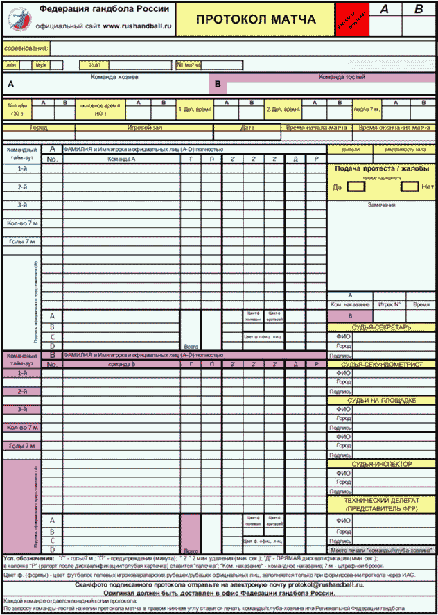 Образец протокола по мини футболу образец
